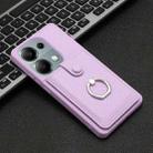 For Redmi Note 13 Pro 4G Litchi Texture Drawing Card Bag Ring Holder Phone Case(Purple) - 2