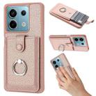 For Redmi Note 13 Pro 5G Litchi Texture Drawing Card Bag Ring Holder Phone Case(Rose Gold) - 1