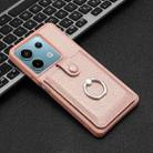For Redmi Note 13 Pro 5G Litchi Texture Drawing Card Bag Ring Holder Phone Case(Rose Gold) - 2