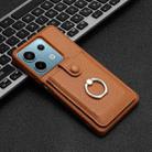 For Redmi Note 13 Pro 5G Litchi Texture Drawing Card Bag Ring Holder Phone Case(Brown) - 2