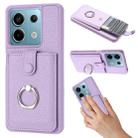 For Redmi Note 13 Pro 5G Litchi Texture Drawing Card Bag Ring Holder Phone Case(Purple) - 1