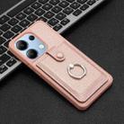 For Redmi Note 13 4G Litchi Texture Drawing Card Bag Ring Holder Phone Case(Rose Gold) - 2