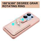 For Redmi Note 13 4G Litchi Texture Drawing Card Bag Ring Holder Phone Case(Rose Gold) - 3