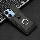 For Redmi Note 13 4G Litchi Texture Drawing Card Bag Ring Holder Phone Case(Black) - 2