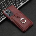 For Redmi Note 12 4G Global Litchi Texture Drawing Card Bag Ring Holder Phone Case(Wine Red) - 2