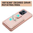 For Redmi Note 12 5G Global Litchi Texture Drawing Card Bag Ring Holder Phone Case(Rose Gold) - 3