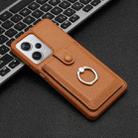 For Redmi Note 12 Pro 5G Global Litchi Texture Drawing Card Bag Ring Holder Phone Case(Brown) - 2