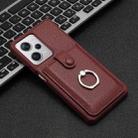 For Redmi Note 12 Pro 5G Global Litchi Texture Drawing Card Bag Ring Holder Phone Case(Wine Red) - 2