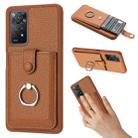 For Redmi Note 11 Pro 4G Litchi Texture Drawing Card Bag Ring Holder Phone Case(Brown) - 1