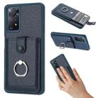 For Redmi Note 11 Pro 4G Litchi Texture Drawing Card Bag Ring Holder Phone Case(Blue) - 1