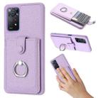 For Redmi Note 11 Pro 4G Litchi Texture Drawing Card Bag Ring Holder Phone Case(Purple) - 1