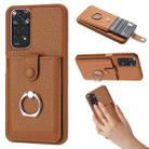 For Redmi Note 11S Litchi Texture Drawing Card Bag Ring Holder Phone Case(Brown) - 1