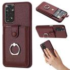 For Redmi Note 11S Litchi Texture Drawing Card Bag Ring Holder Phone Case(Wine Red) - 1