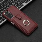 For Redmi Note 11S Litchi Texture Drawing Card Bag Ring Holder Phone Case(Wine Red) - 2