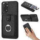 For Redmi Note 11S Litchi Texture Drawing Card Bag Ring Holder Phone Case(Black) - 1