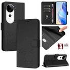 For vivo S19 Pro Smile Embossing RFID Leather Phone Case(Black) - 1