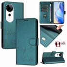 For vivo S19 Pro Smile Embossing RFID Leather Phone Case(Peacock Green) - 1