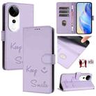 For vivo S19 Pro Smile Embossing RFID Leather Phone Case(Light Purple) - 1