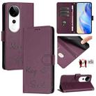 For vivo S19 Pro Smile Embossing RFID Leather Phone Case(Violet) - 1