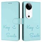 For vivo S19 Smile Embossing RFID Leather Phone Case(Mint Green) - 3