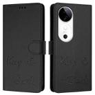 For vivo S19 Smile Embossing RFID Leather Phone Case(Black) - 3