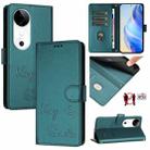 For vivo S19 Smile Embossing RFID Leather Phone Case(Peacock Green) - 1