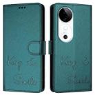 For vivo S19 Smile Embossing RFID Leather Phone Case(Peacock Green) - 3