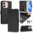 For vivo Y28 4G Smile Embossing RFID Leather Phone Case(Black) - 1