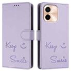 For vivo Y28 4G Smile Embossing RFID Leather Phone Case(Light Purple) - 3
