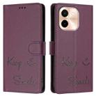 For vivo Y28 4G Smile Embossing RFID Leather Phone Case(Violet) - 3