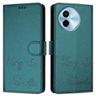 For vivo Y38 5G Smile Embossing RFID Leather Phone Case(Peacock Green) - 3