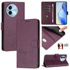 For vivo Y38 5G Smile Embossing RFID Leather Phone Case(Violet) - 1