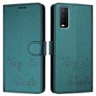 For vivo Y20 / Y20i / Y20S / Y11S Smile Embossing RFID Leather Phone Case(Peacock Green) - 3