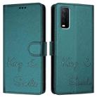 For vivo Y12S / iQOO U1x Smile Embossing RFID Leather Phone Case(Peacock Green) - 3