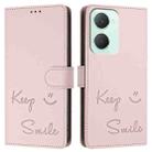 For vivo Y03 4G Global Smile Embossing RFID Leather Phone Case(Pink) - 3