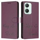 For vivo Y03 4G Global Smile Embossing RFID Leather Phone Case(Violet) - 3