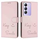 For vivo Y100 5G IDN Smile Embossing RFID Leather Phone Case(Pink) - 3