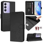 For vivo Y100 5G IDN Smile Embossing RFID Leather Phone Case(Black) - 1