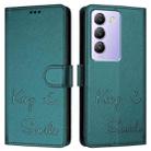 For vivo Y100 5G IDN Smile Embossing RFID Leather Phone Case(Peacock Green) - 3