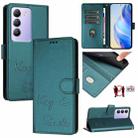 For vivo Y200E 5G Global Smile Embossing RFID Leather Phone Case(Peacock Green) - 1