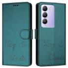 For vivo Y200E 5G Global Smile Embossing RFID Leather Phone Case(Peacock Green) - 3