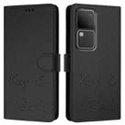 For vivo V30 5G Global Smile Embossing RFID Leather Phone Case(Black) - 3