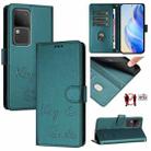 For vivo V30 5G Global Smile Embossing RFID Leather Phone Case(Peacock Green) - 1