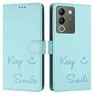 For vivo V29E 5G Global Smile Embossing RFID Leather Phone Case(Mint Green) - 3