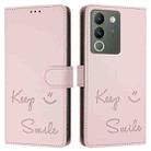 For vivo Y200 5G Global Smile Embossing RFID Leather Phone Case(Pink) - 3