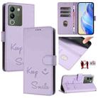 For vivo Y200 5G Global Smile Embossing RFID Leather Phone Case(Light Purple) - 1