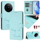 For vivo X100 Pro 5G Smile Embossing RFID Leather Phone Case(Mint Green) - 1