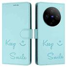 For vivo X100 Pro 5G Smile Embossing RFID Leather Phone Case(Mint Green) - 3