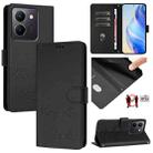 For vivo Y27S 4G Global Smile Embossing RFID Leather Phone Case(Black) - 1