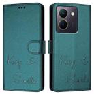 For vivo Y27S 4G Global Smile Embossing RFID Leather Phone Case(Peacock Green) - 3